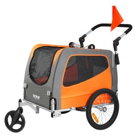 VEVOR Dog Bike Trailer, Supports up to 66 lbs, 2-in-1 Pet Stroller Cart Bicycle Carrier, Easy Folding Cart Frame with Quick Release Wheels, Universal