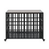 42" Heavy Duty Dog Crate for Large Medium Dogs, Furniture Style cage with 4 Lockable Wheels and 2 Locks, Decorative Pet House Wooden Cage Kennel Furni