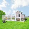 122" Large Wood Chicken Coop Hen House Pet Rabbit Hutch Wooden Pet Cage Backyard with Nesting Box