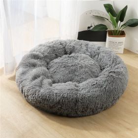 Dog Beds For Small Dogs Round Plush Cat Litter Kennel Pet Nest Mat Puppy Beds (Option: Grey-120cm)