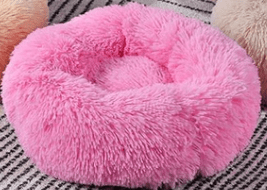 Dog Beds For Small Dogs Round Plush Cat Litter Kennel Pet Nest Mat Puppy Beds (Option: Deep pink-50cm)