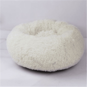 Round Long Hairy Autumn And Winter Nest Pad Cat Mattress (Option: White-50cm)