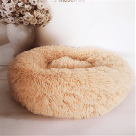 Round Long Hairy Autumn And Winter Nest Pad Cat Mattress (Option: Apricot-50cm)