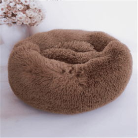 Round Long Hairy Autumn And Winter Nest Pad Cat Mattress (Option: Light coffee-80cm)