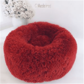 Round Long Hairy Autumn And Winter Nest Pad Cat Mattress (Option: Red-110cm)