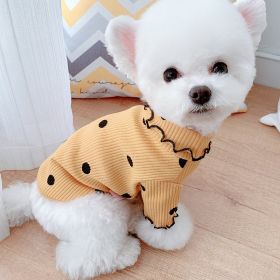 Dot turtleneck dog bottoming shirt (Option: Yellow-S)