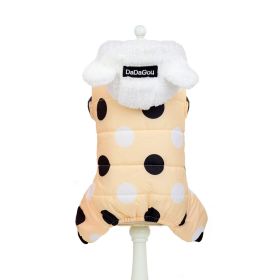 Warm big polka dot four-leg cotton coat (Option: Light Yellow-L)