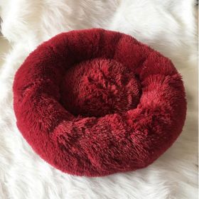 Dog Beds For Small Dogs Round Plush Cat Litter Kennel Pet Nest Mat Puppy Beds (Option: Good Red-100cm)