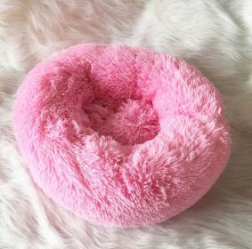 Dog Beds For Small Dogs Round Plush Cat Litter Kennel Pet Nest Mat Puppy Beds (Option: Good Light pink-40cm)