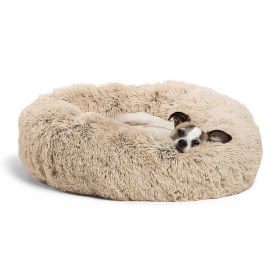 Dog Beds For Small Dogs Round Plush Cat Litter Kennel Pet Nest Mat Puppy Beds (Option: Good Beige-40cm)