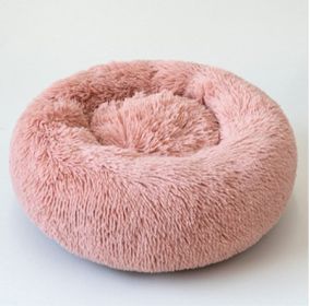 Dog Beds For Small Dogs Round Plush Cat Litter Kennel Pet Nest Mat Puppy Beds (Option: Good Pink-120cm)