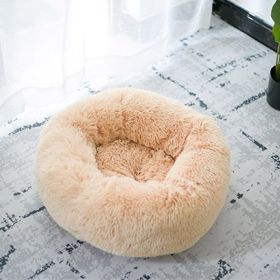 Dog Beds For Small Dogs Round Plush Cat Litter Kennel Pet Nest Mat Puppy Beds (Option: Good Apricot-100cm)