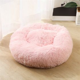 Dog Beds For Small Dogs Round Plush Cat Litter Kennel Pet Nest Mat Puppy Beds (Option: Light pink-120cm)