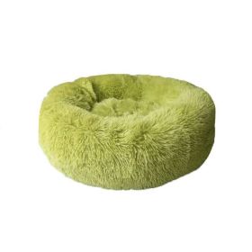 Round Long Hairy Autumn And Winter Nest Pad Cat Mattress (Option: A green-60cm)