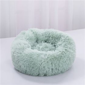 Dog Beds For Small Dogs Round Plush Cat Litter Kennel Pet Nest Mat Puppy Beds (Option: Light green-120cm)