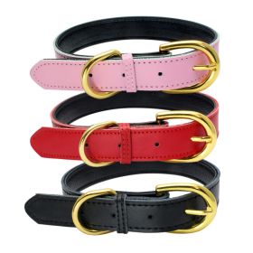 Genuine Leather Dog Collar; Wide Dog Collar; Soft Padded Breathable Adjustable Tactical Waterproof Pet Collar (Specification (L * W): XS 30*1.5cm, colour: red)