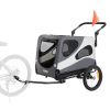 VEVOR Dog Bike Trailer, Supports up to 100 lbs, 2-in-1 Pet Stroller Cart Bicycle Carrier, Easy Folding Cart Frame with Quick Release Wheels, Universal